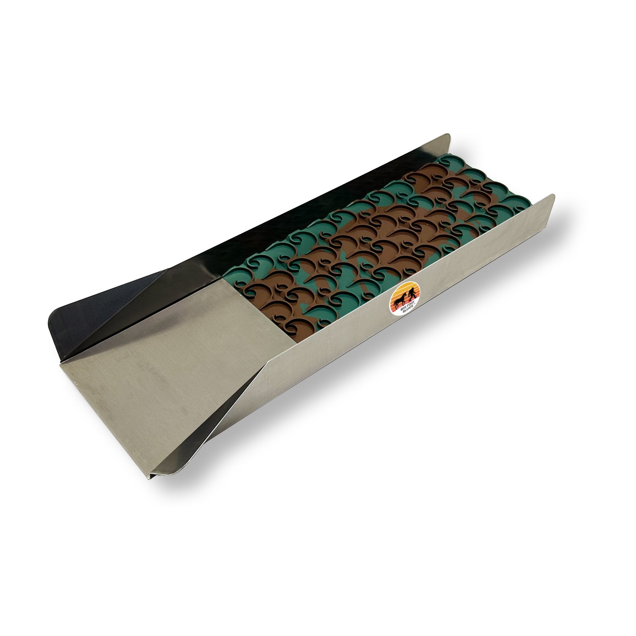 Dream Mat 8" X 35" gold sluice box. Front facing.