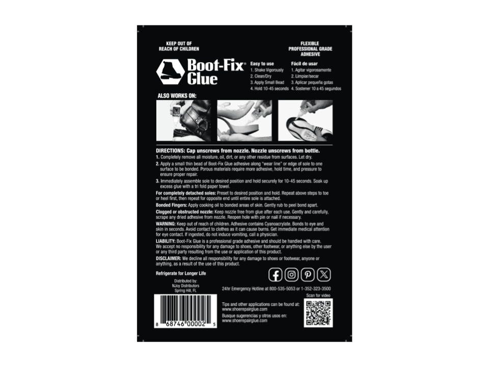 Dream Mat - Boot - Fix Glue BLACK: Professional Grade Shoe Repair Glue For Shoes, Sandals and more - Adhesive - Prospectors Dream