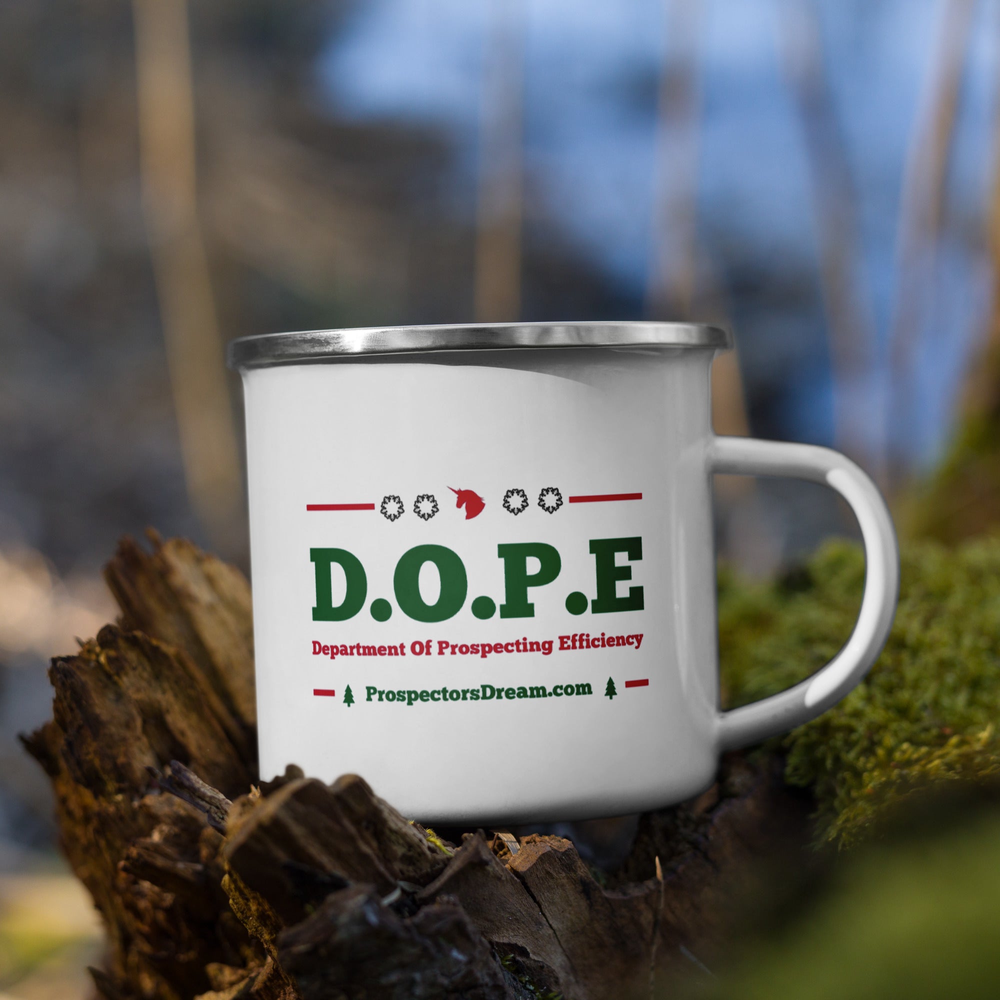 Dream Mat - DOPE Enamel Mug - Red/Green - Prospectors Dream