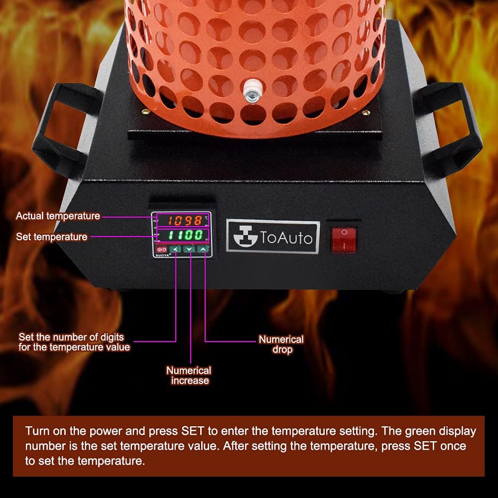 Dream Mat - GTE Gold Melting Furnace – 1+3 KG Electric Digital Smelting Kiln Kit, 1800W 2100°F for Gold Silver Copper Aluminum (110V) - Gold Refining - Prospectors Dream