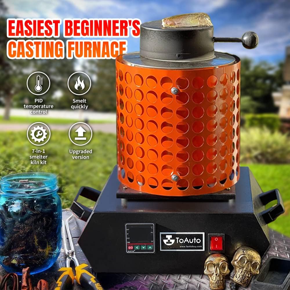 Dream Mat - GTE Gold Melting Furnace – 1+3 KG Electric Digital Smelting Kiln Kit, 1800W 2100°F for Gold Silver Copper Aluminum (110V) - Gold Refining - Prospectors Dream