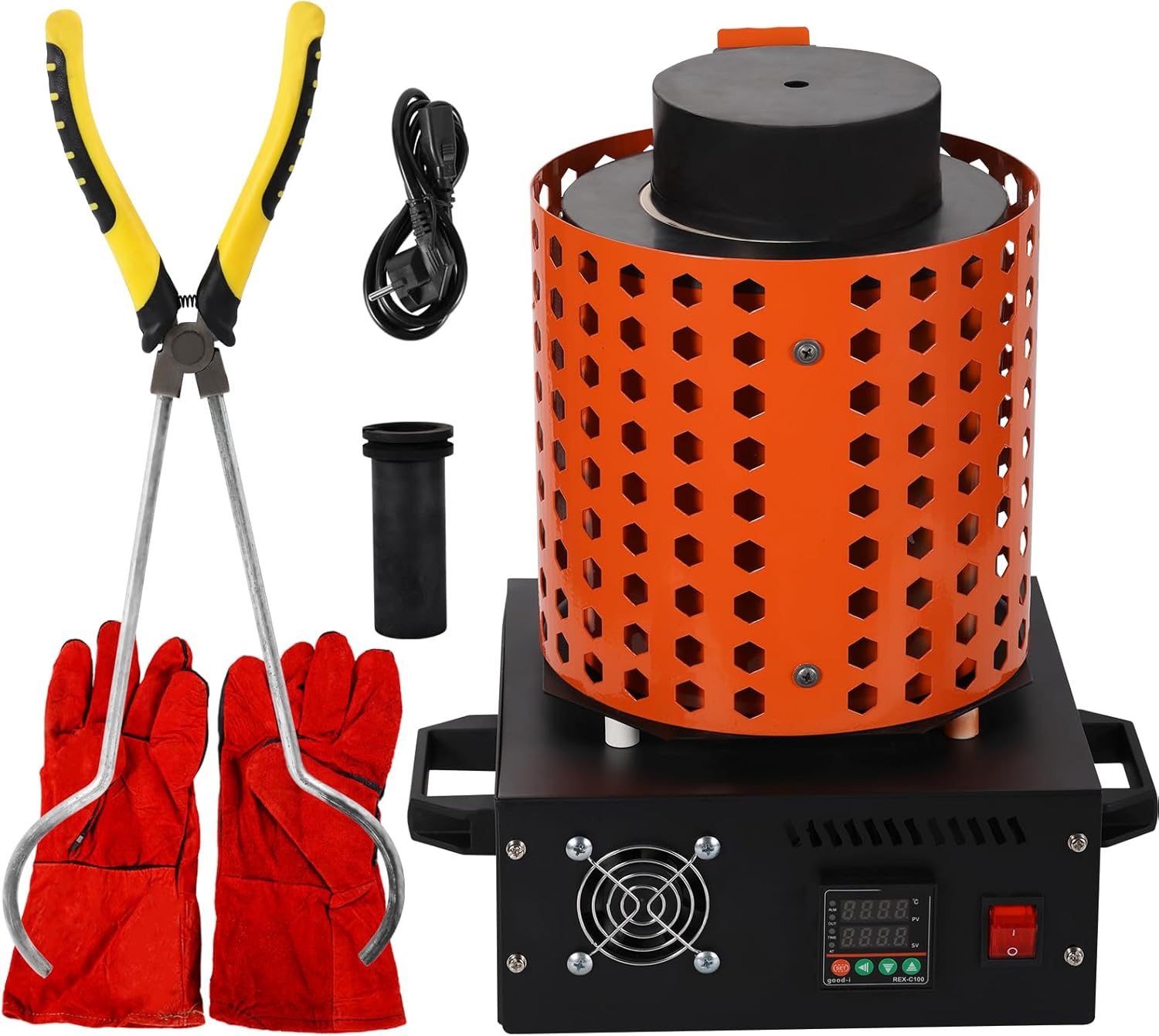 Dream Mat - GTE Gold Melting Furnace – 1+3 KG Electric Digital Smelting Kiln Kit, 1800W 2100°F for Gold Silver Copper Aluminum (110V) - Gold Refining - Prospectors Dream