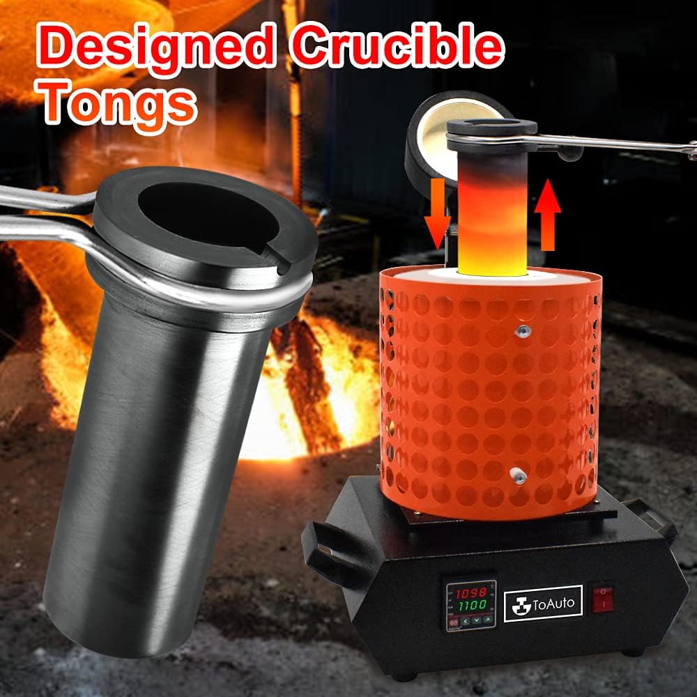Dream Mat - GTE Gold Melting Furnace – 1+3 KG Electric Digital Smelting Kiln Kit, 1800W 2100°F for Gold Silver Copper Aluminum (110V) - Gold Refining - Prospectors Dream