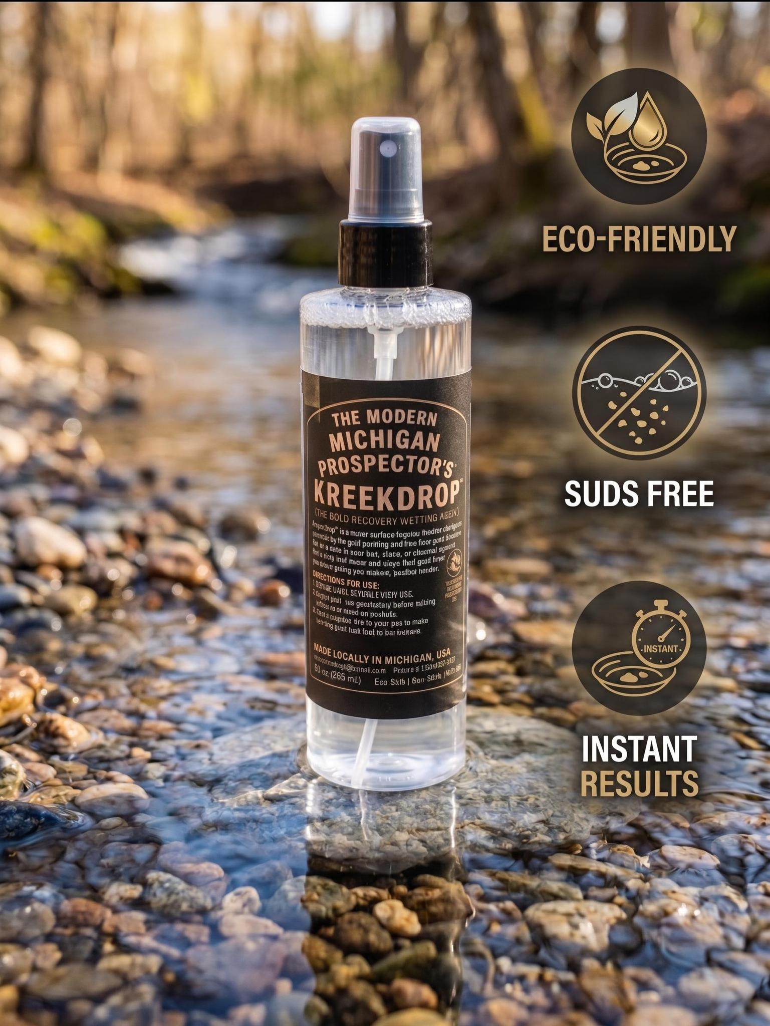 Dream Mat - KreekDrop: Eco - Friendly Gold Surfactant with New Misting Lid - Prospectors Dream