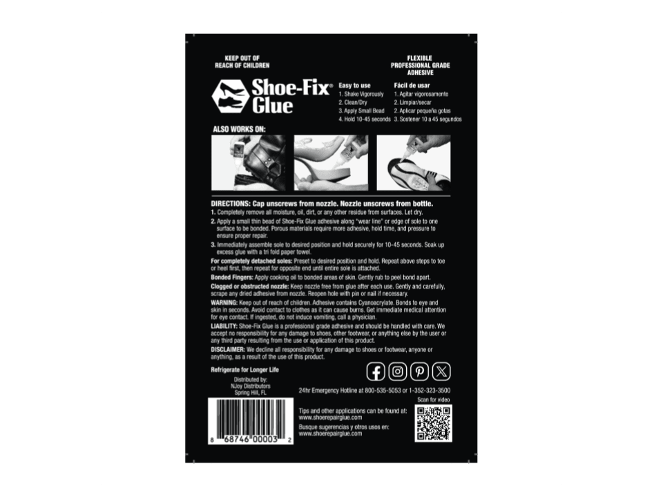 Dream Mat - Shoe - Fix Glue BLACK: Professional Grade Shoe Repair Glue For Shoes, Sandals and more - Adhesive - Prospectors Dream