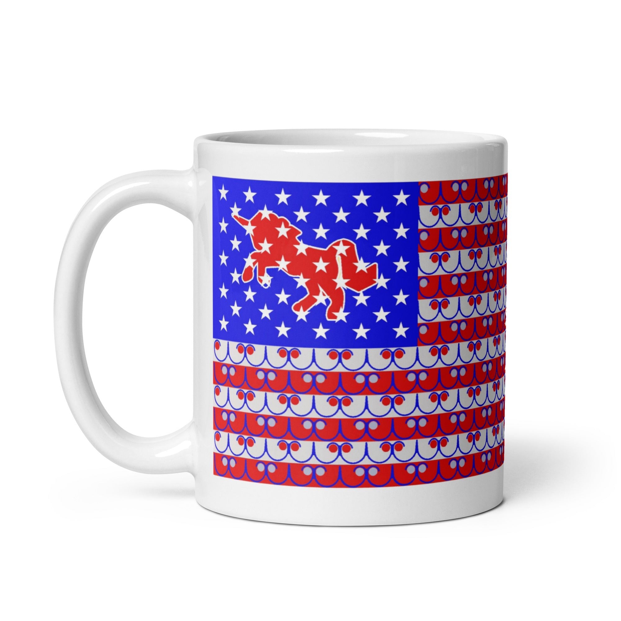 Dream Mat - Unicorn American Flag - White glossy mug - Prospectors Dream